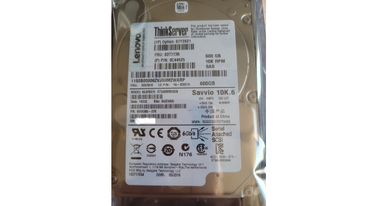 67Y2621 03T7738 Жесткий диск Lenovo HDD 600GB 6G 10K 2.5" SAS