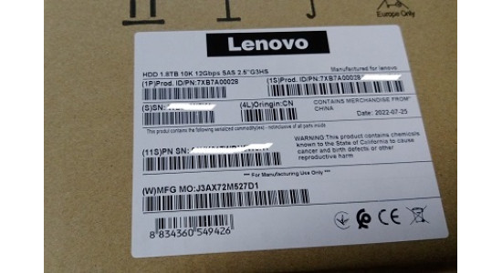 7XB7A00028 00YK017 HDD Жесткий диск Lenovo 1.8TB 10K 12G 2.5" SAS 512e
