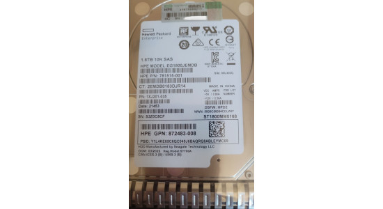 EG1800JEMDB 781515-001 Жесткий диск HP HDD 1.8TB 12G 10K 2.5" SAS 512e DS SC